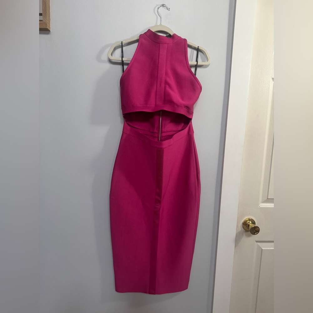 Herve Leger Fuchsia Cutout Midi Dress